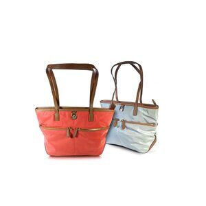 2 Michael Kors Totes Kempton Pocket Nylon Shoulder Bags |  Seaform % Coral